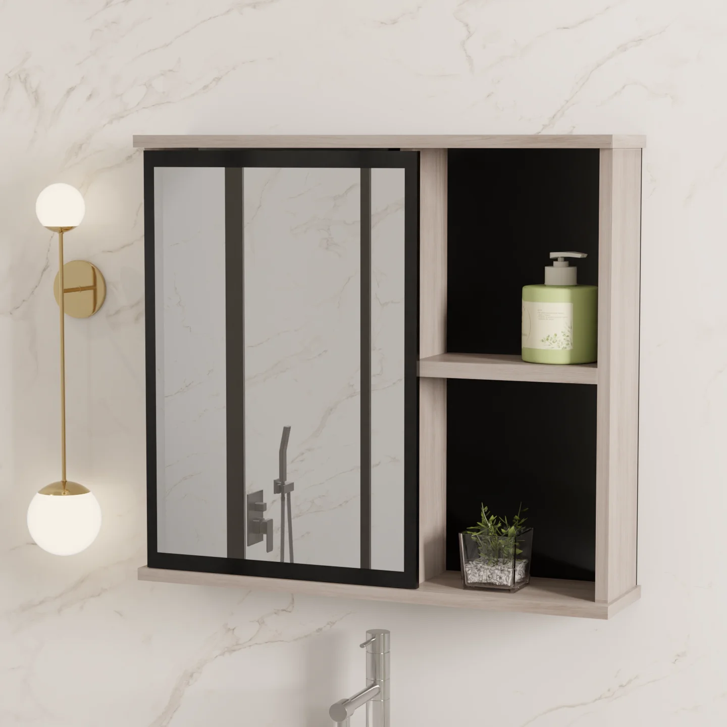 Espelheira cristal elmo preto